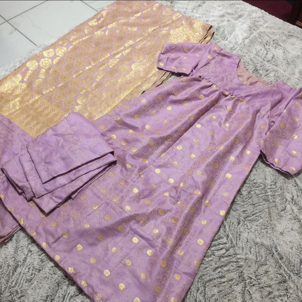 Lavender and Gold Brocade Shalwar Salwar Kameez